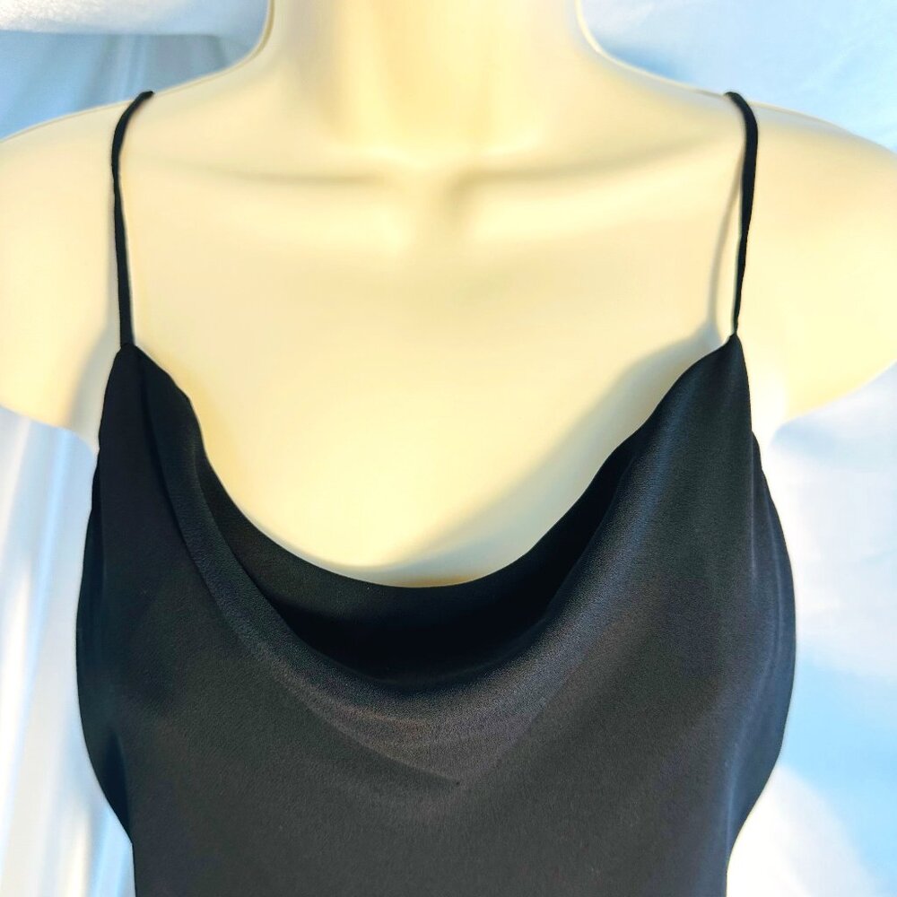 Krisa Black Slip Dress - Draped Neckline | Size Medium